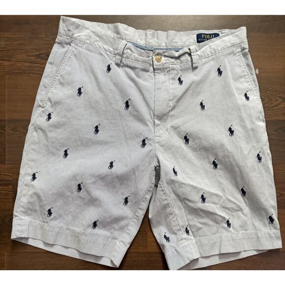 NWOT Polo Ralph Lauren Men's Blue All Over 9" Pony Classic Fit Chino Shorts Sz33 - Picture 5 of 12